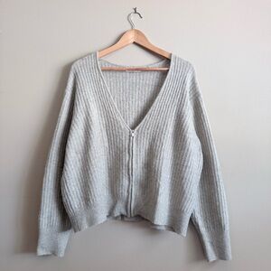 MSCH Copenhagen Knitted cardigan wool & alpaca blend Slouchy Ribbed Zip Cream